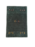 Forest Green Handwoven Gabbeh Wool Rug 2x3 ft