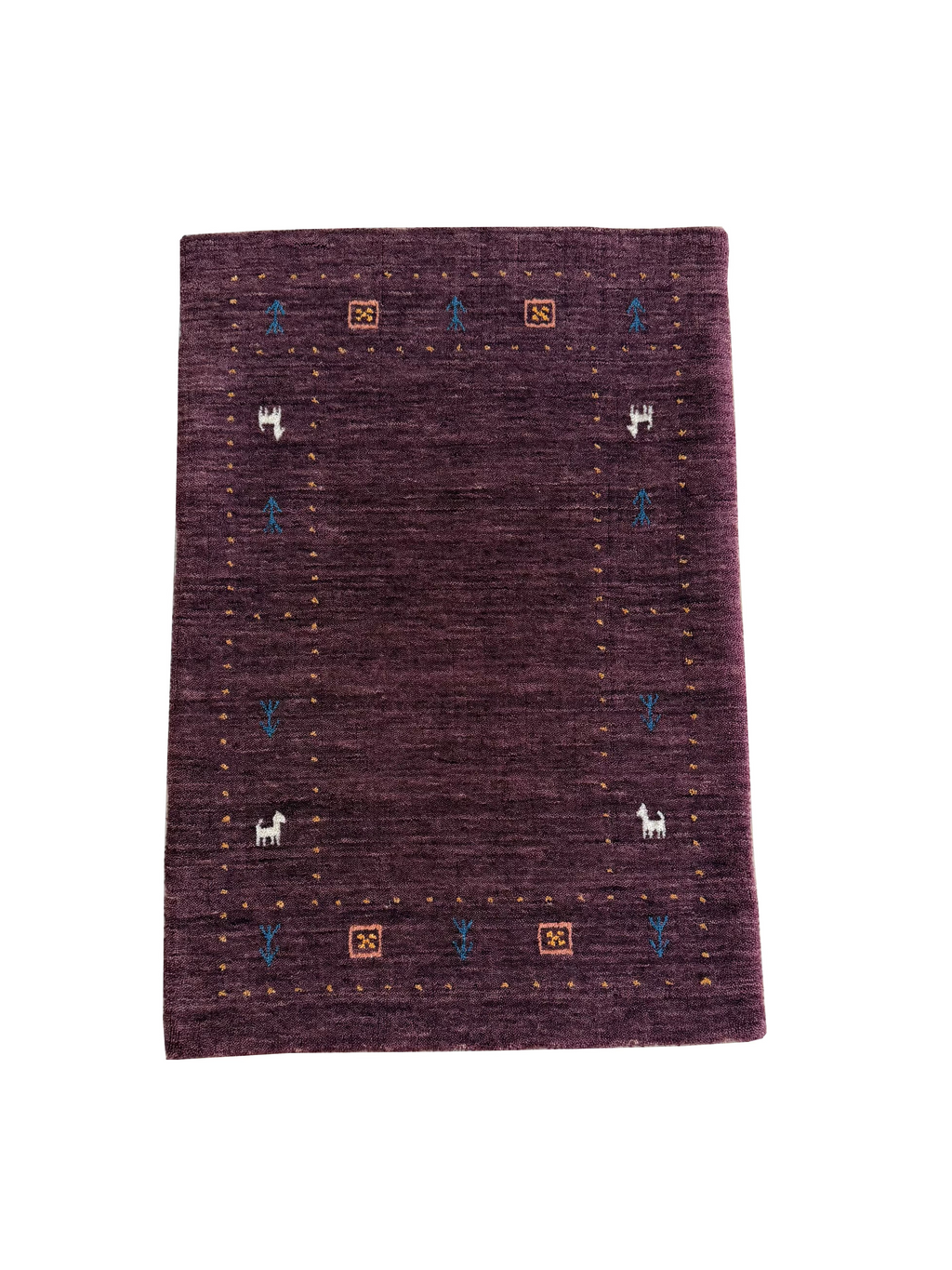 Handmade Gabbeh Wool Rug Purple Traditional Oriental Accent Carpet 2x3 ft