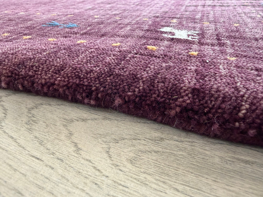 Handmade Gabbeh Wool Rug Purple Traditional Oriental Accent Carpet 2x3 ft