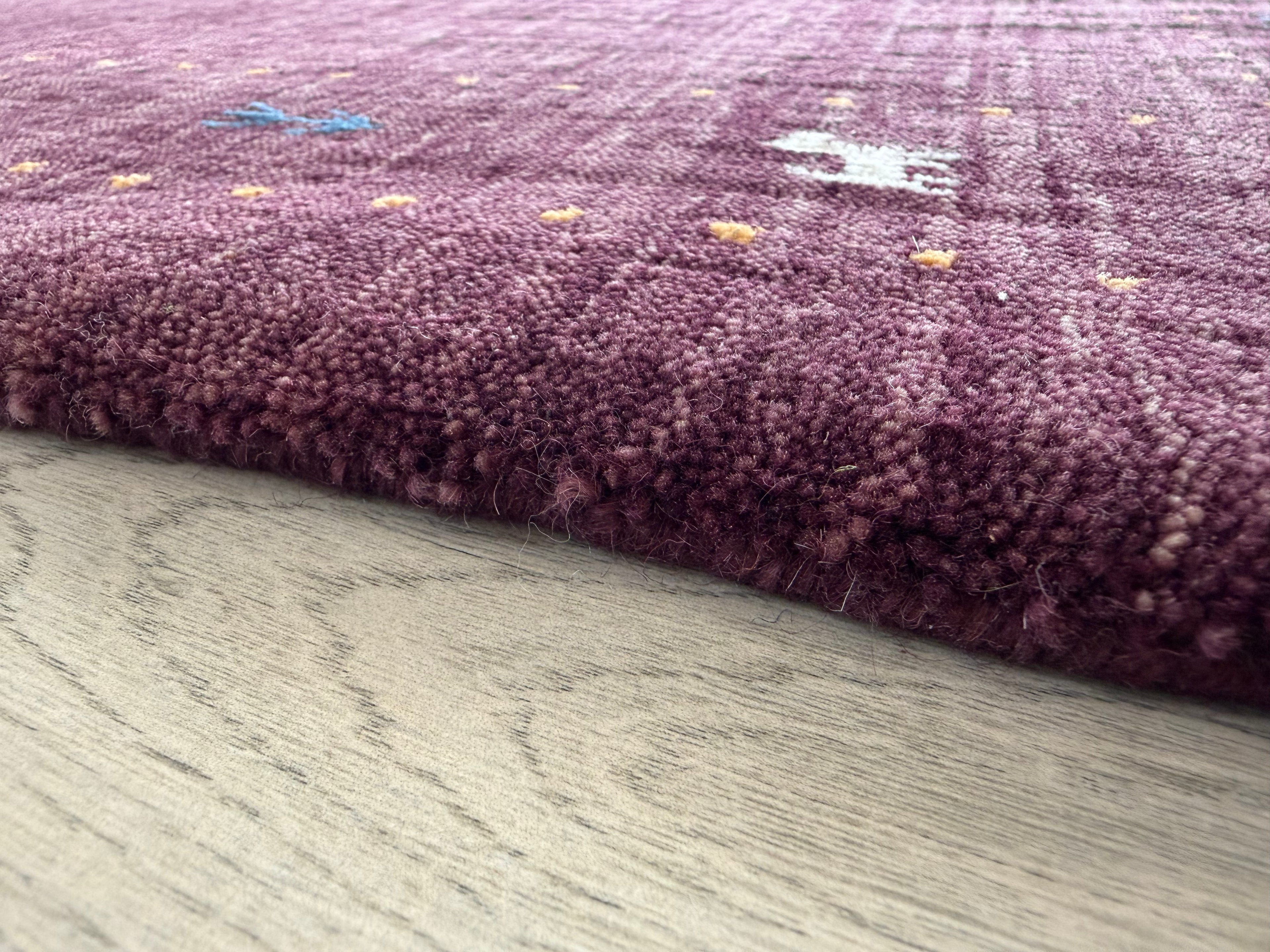 Handmade Gabbeh Wool Rug Purple Traditional Oriental Accent Carpet 2x3 ft