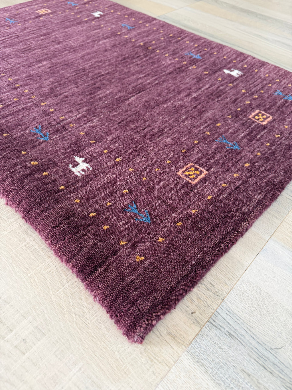 Handmade Gabbeh Wool Rug Purple Traditional Oriental Accent Carpet 2x3 ft